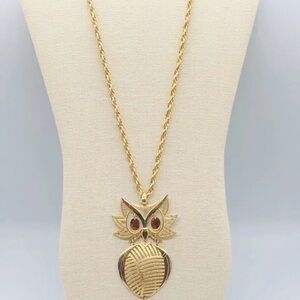 Vintage Alan Gold Owl Pendant Necklace